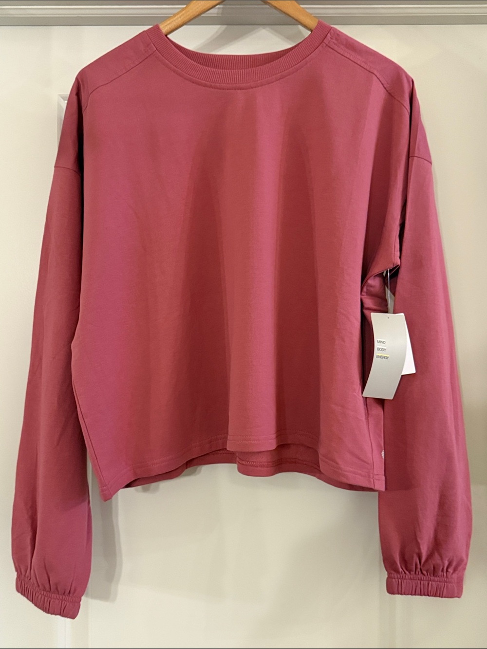 Zella Women’s Cropped Crewneck Sweatshirt in Burgundy Blush - L NWT